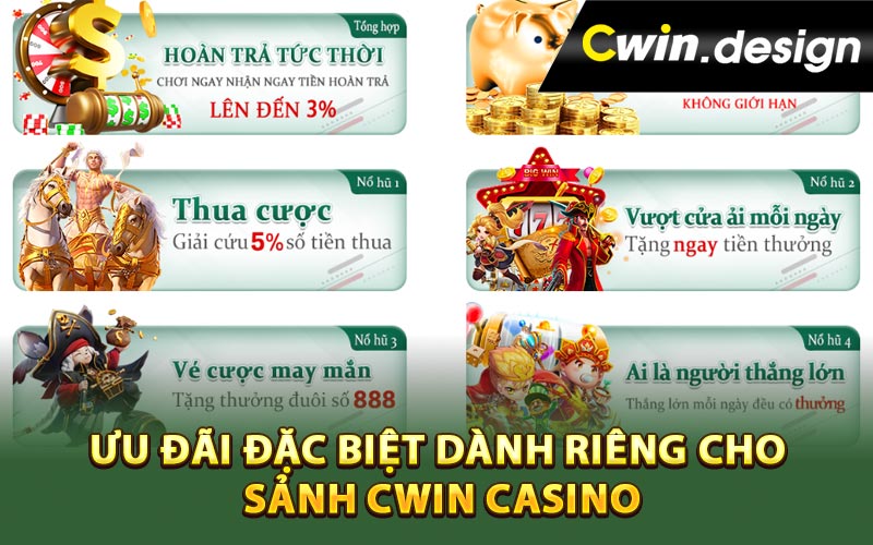 Ưu đãi đặc biệt dành riêng cho sảnh Cwin Casino